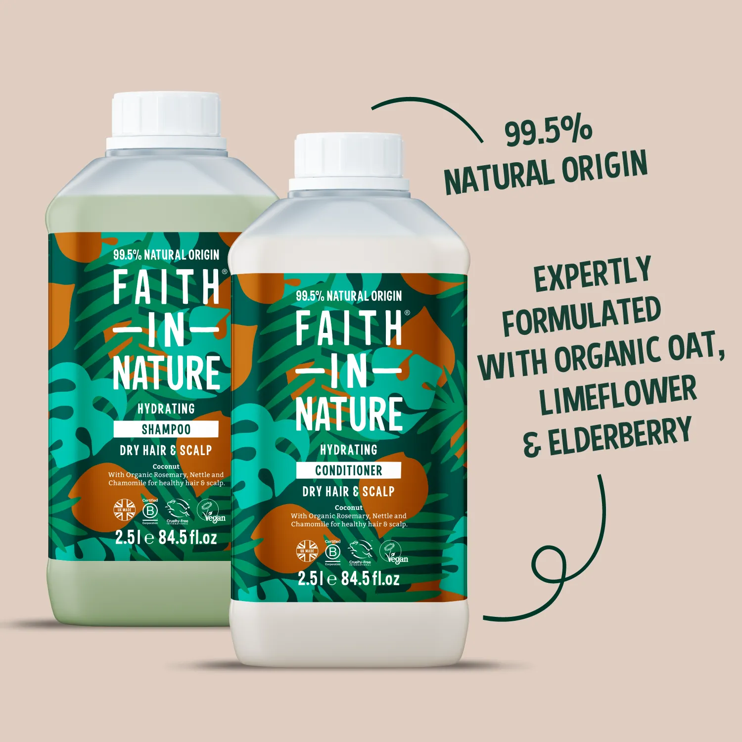 Faith in Nature Coconut shampoo + conditioner 2,5L droog