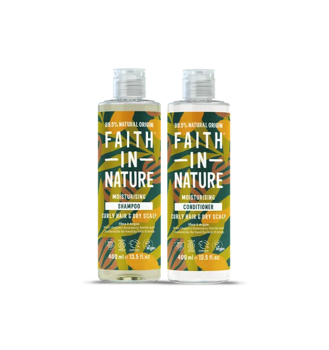 Faith in Nature Shea & Argan shampoo set 400ml krul droog haar