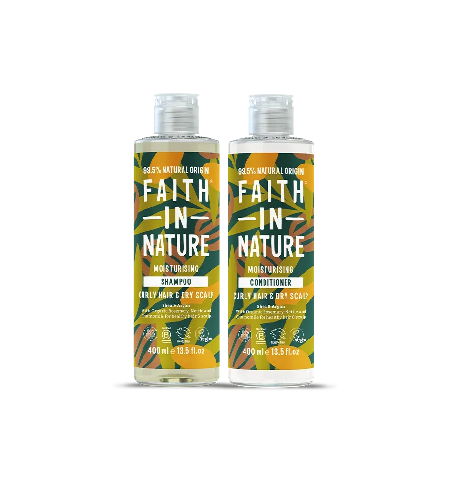 Faith in Nature Shea & Argan shampoo set 400ml krul droog haar