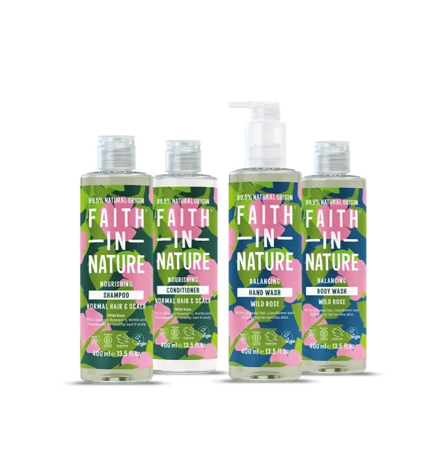 Faith in Nature Wild Rose haar & body set 4x400ml roos