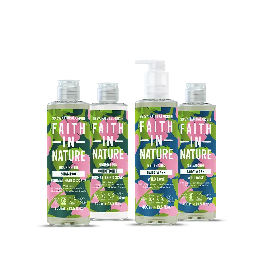Faith in Nature Wild Rose haar & body set 4x400ml roos