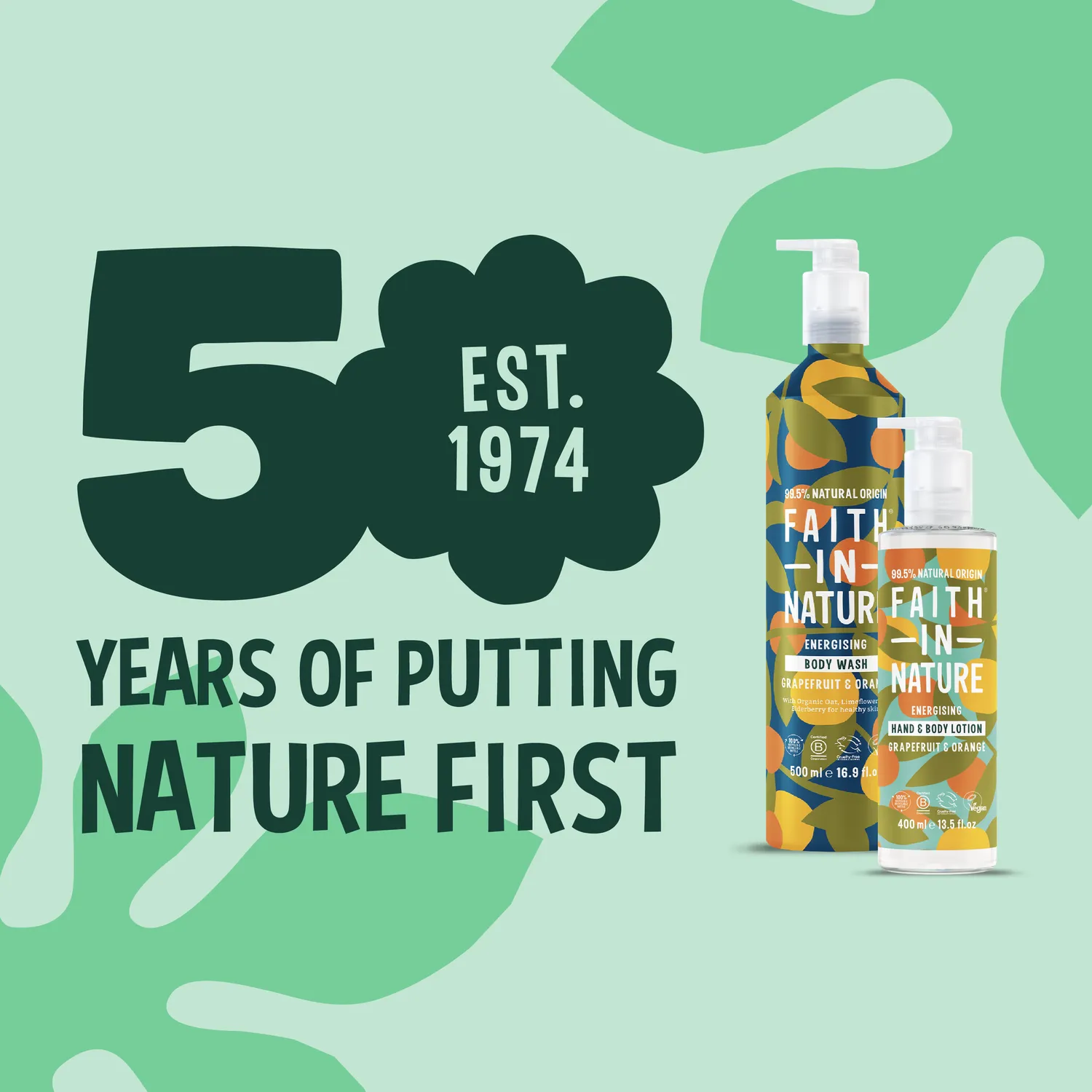 Faith in Nature Grapefruit & Orange doucheset aluminium 400 + 500 ml vegan