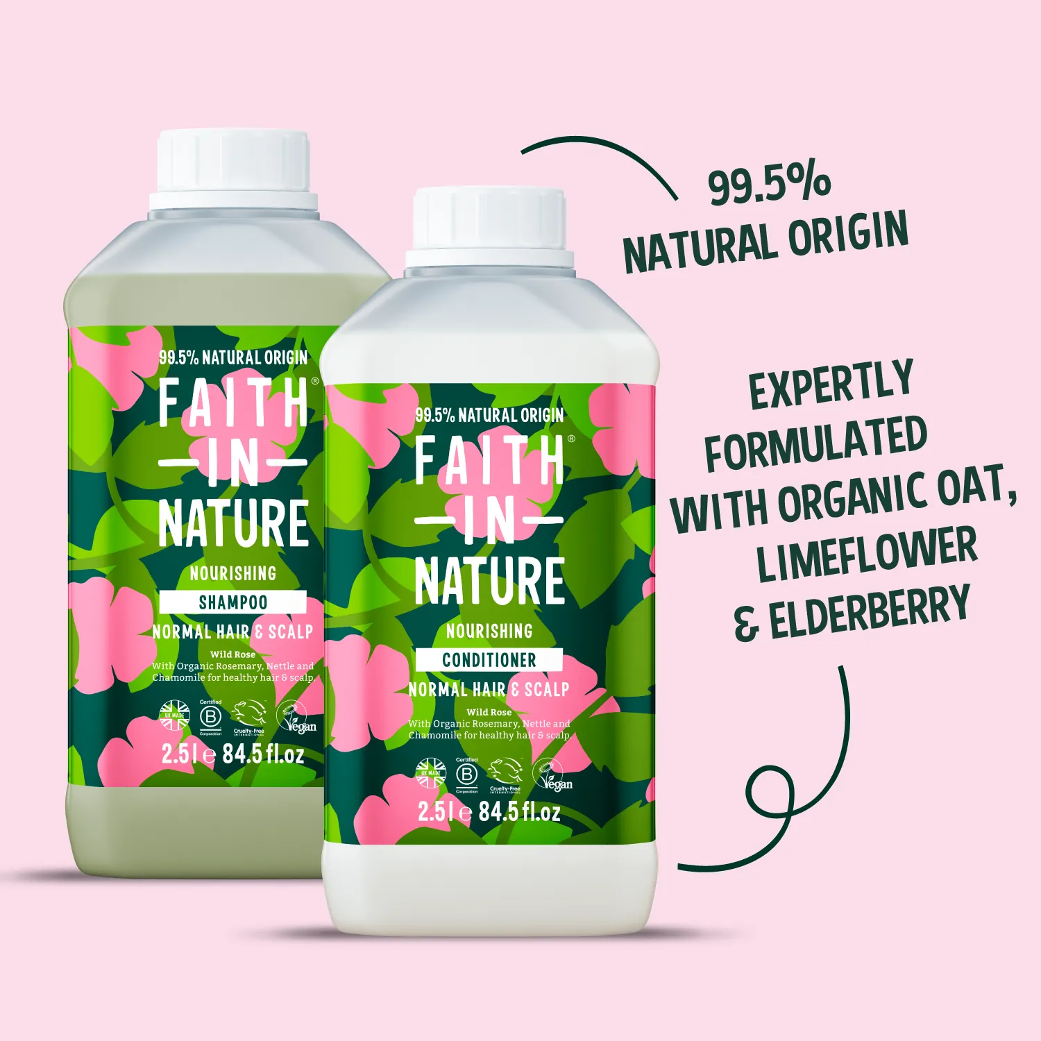Faith in Nature Wild Rose shampoo conditioner set 2,5L
