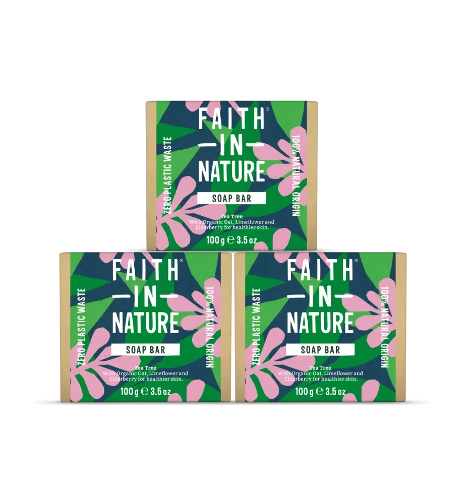 Faith in Nature Tea Tree zeepblokjes 3 stuks plasticvrij