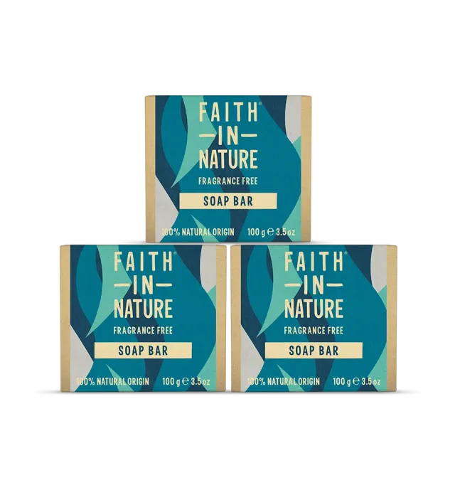 Faith in Nature Fragrance Free zeepblokjes 3 stuks parfumvrij