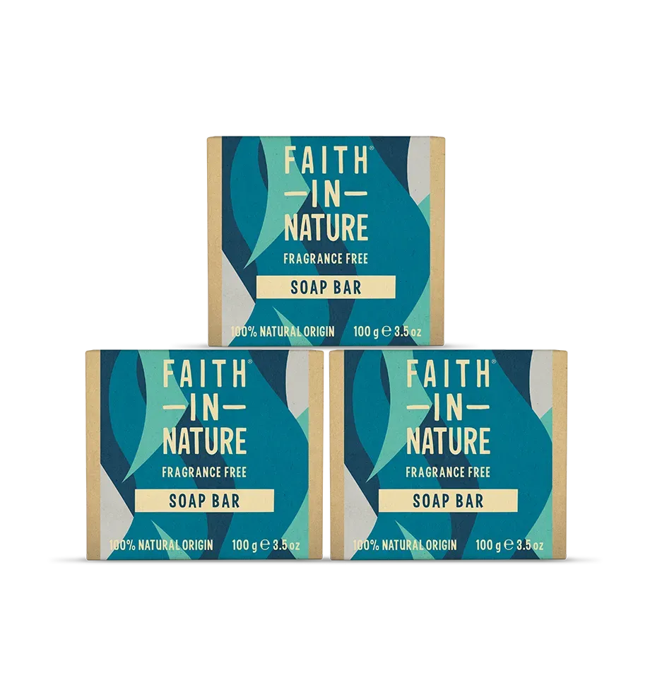 Faith in Nature Fragrance Free zeepblokjes 3 stuks parfumvrij