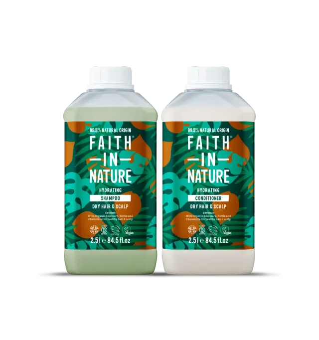 Faith in Nature Coconut shampoo + conditioner 2,5L droog