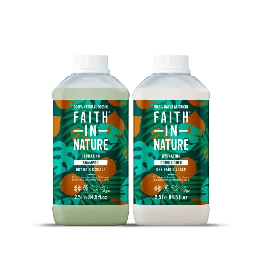 Faith in Nature Coconut shampoo + conditioner 2,5L droog