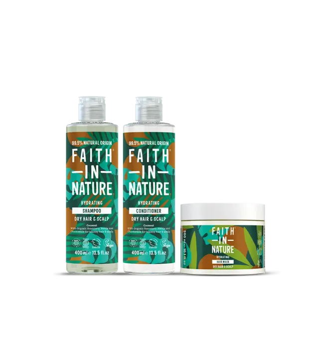 Faith in Nature Coconut shampoo conditioner masker set droog haar