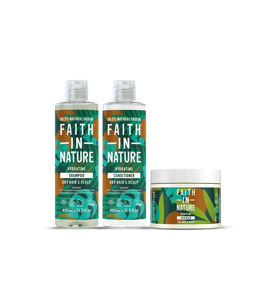 Faith in Nature Coconut shampoo conditioner masker set droog haar