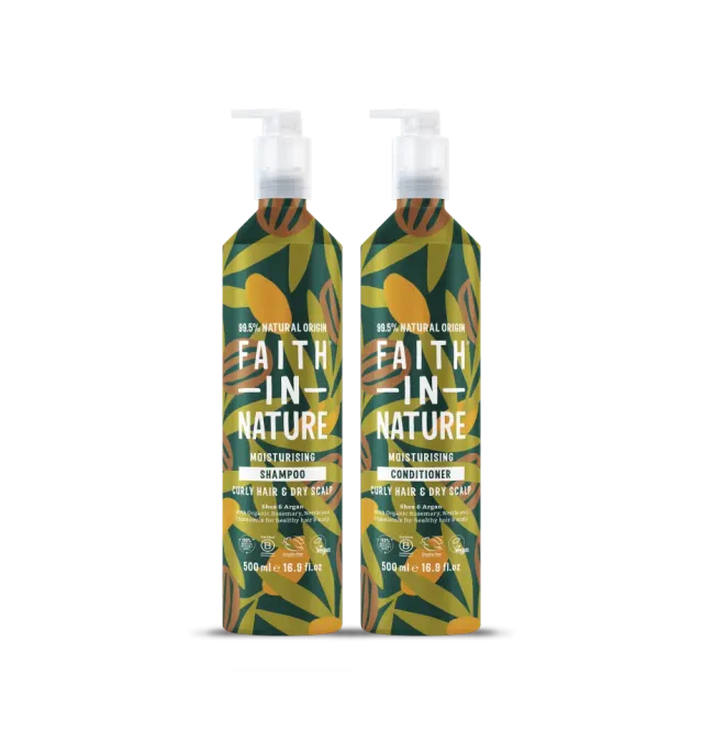 Faith in Nature Shea & Argan shampooset 2x500ml krul