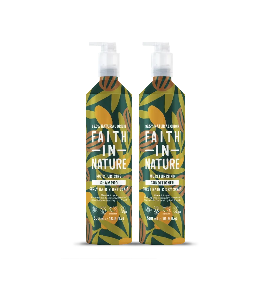 Faith in Nature Shea & Argan shampooset 2x500ml krul