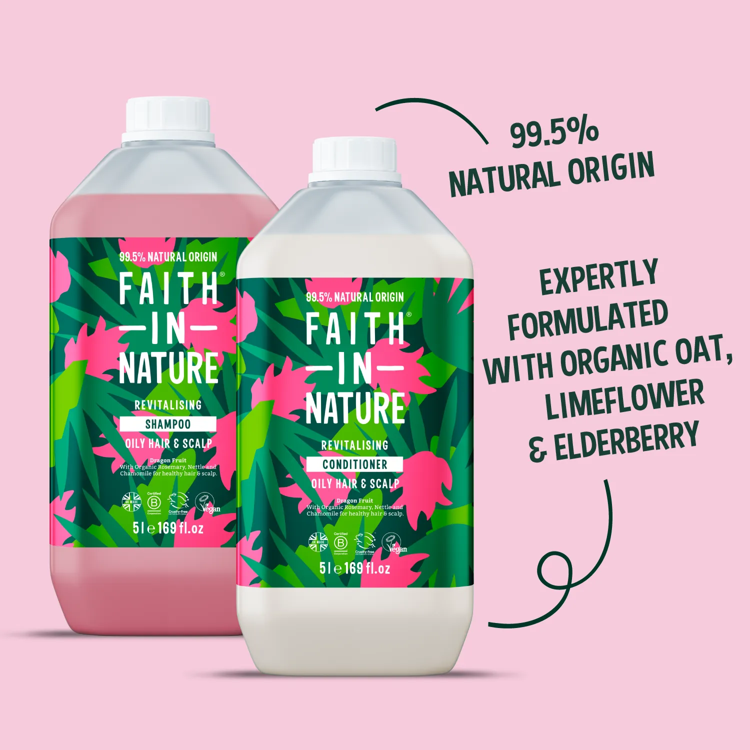 Faith in Nature Dragon Fruit shampoo+conditioner 2x5L set