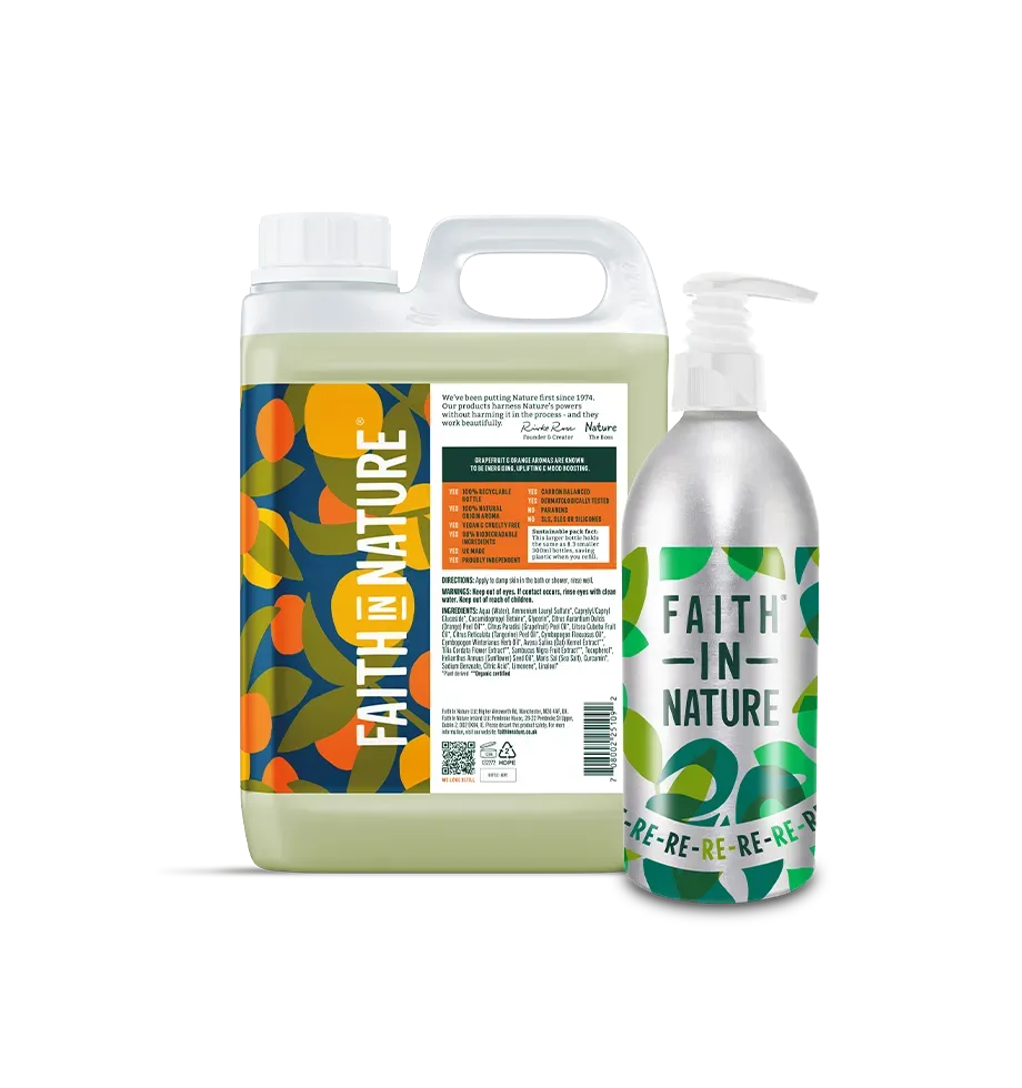 Faith in Nature Grapefruit & Orange douchegel 2,5L + aluminium fles