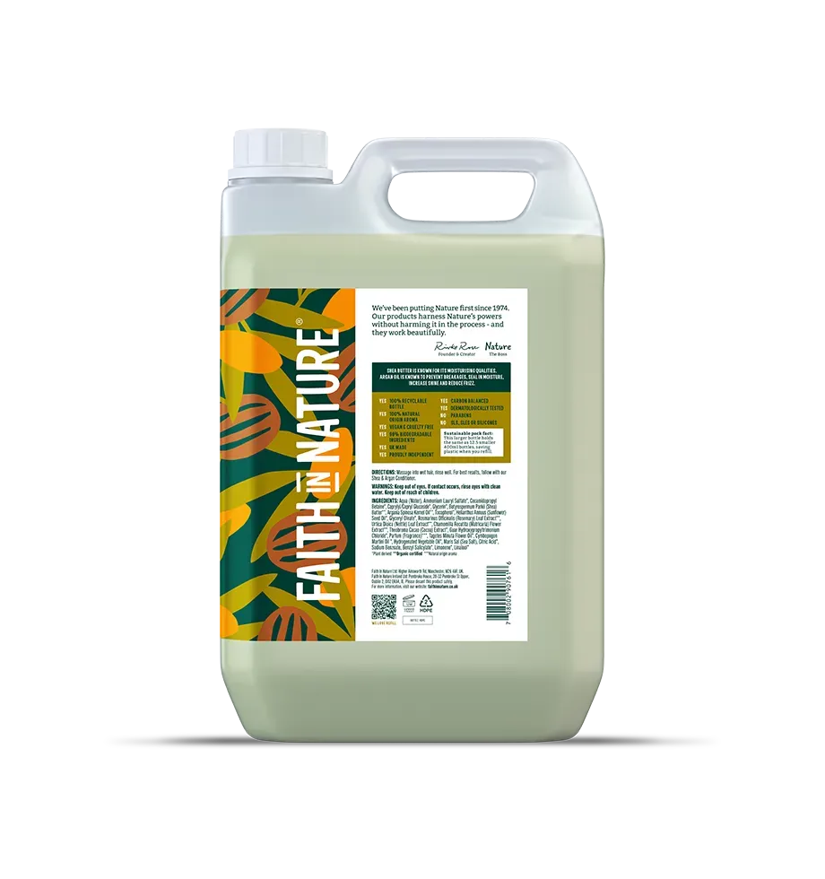 Faith in Nature Shea & Argan shampoo 5L navulling droog haar