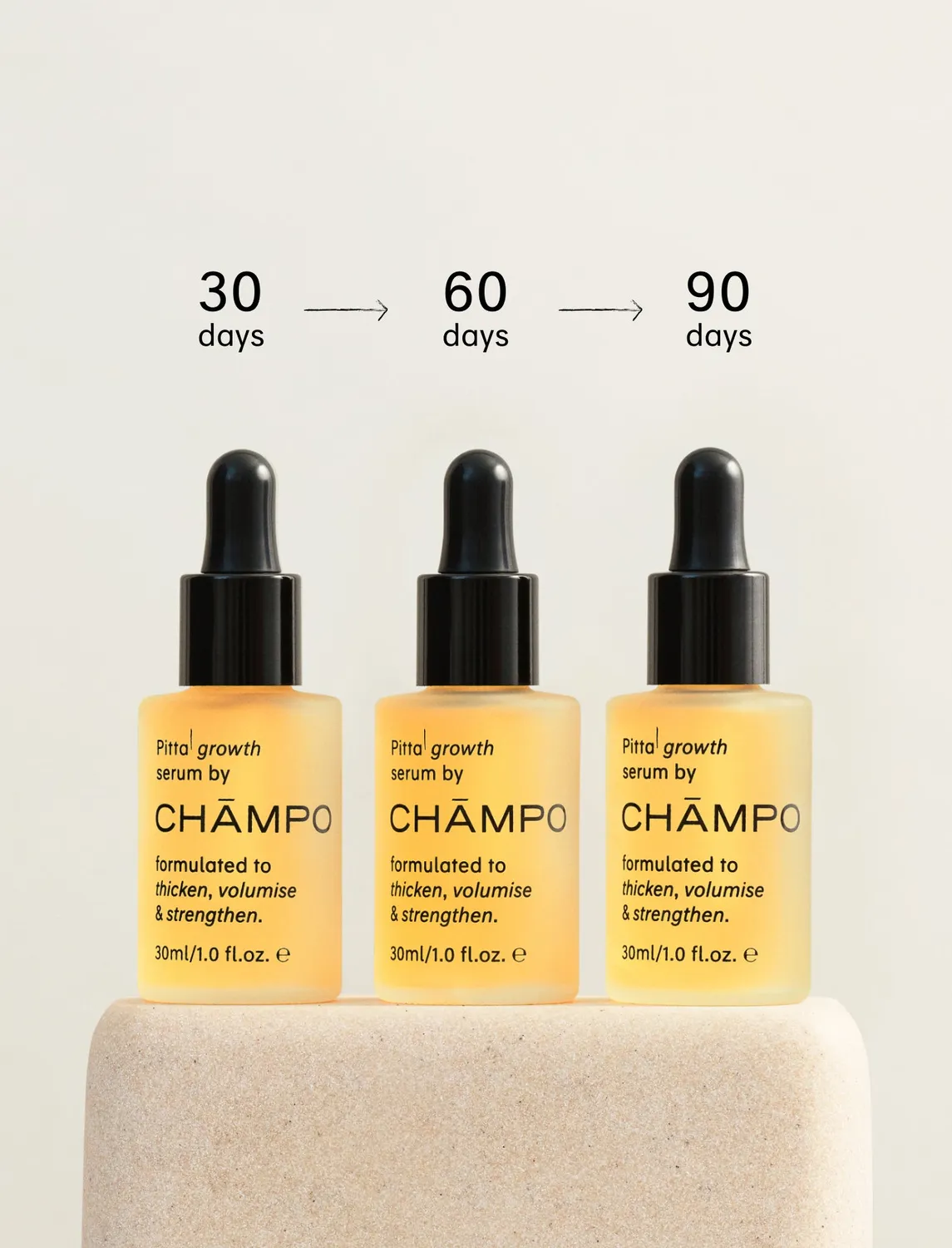 Chāmpo Pitta Growth Serum Trio haargroei serum 3-pack dun haar
