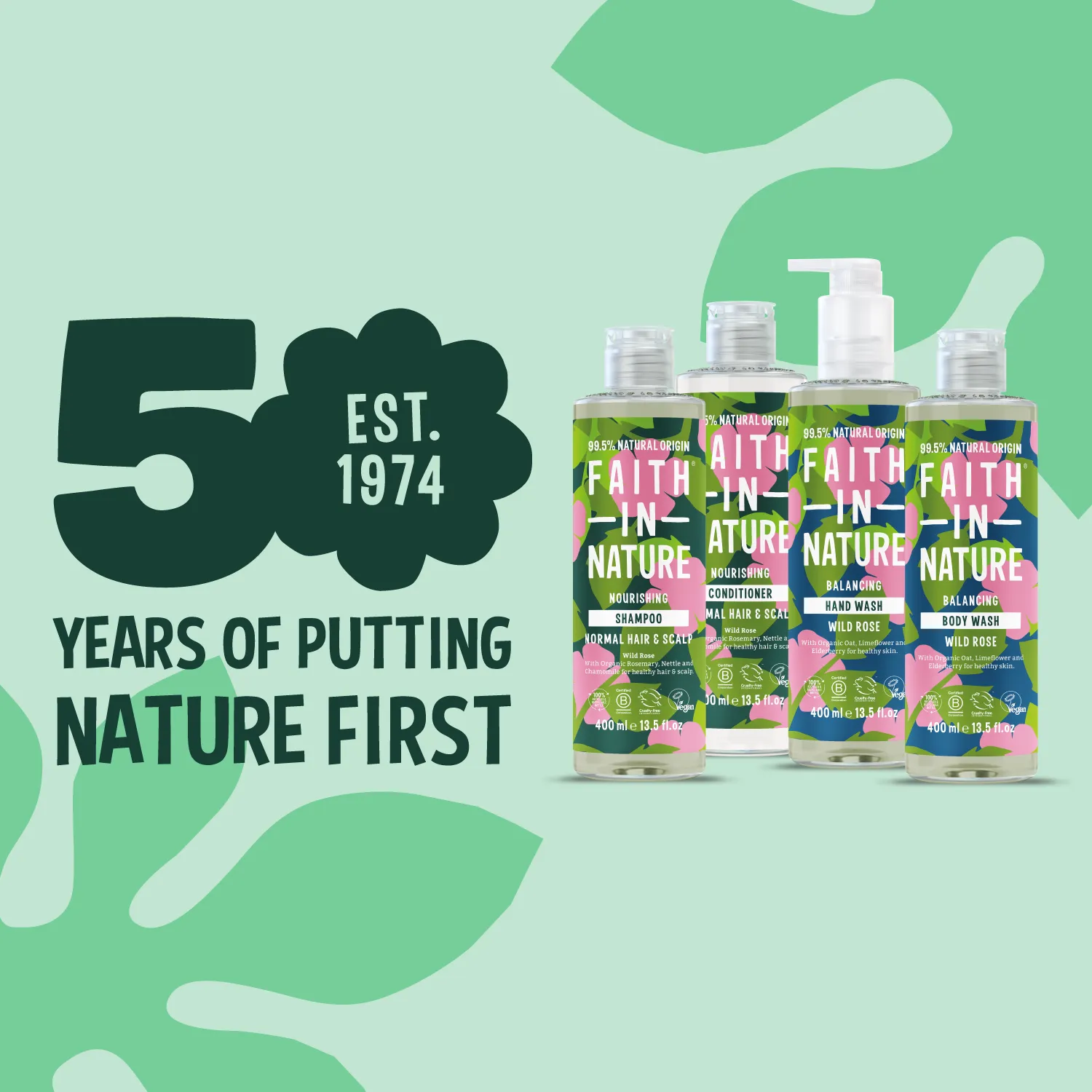 Faith in Nature Wild Rose haar & body set 4x400ml roos