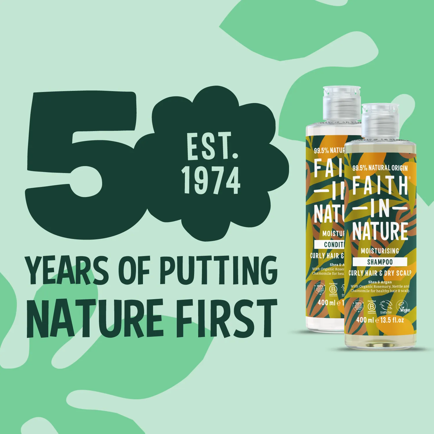 Faith in Nature Shea & Argan shampoo set 400ml krul droog haar