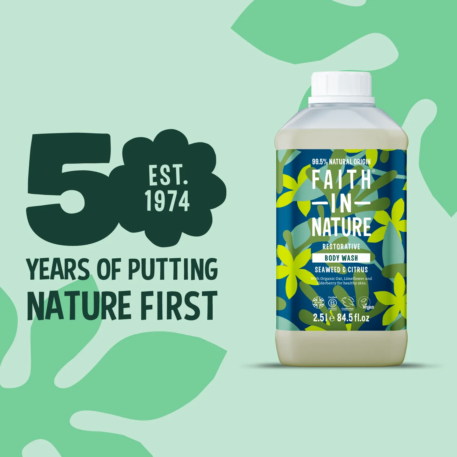 Faith in Nature Seaweed & Citrus douchegel 2,5L navulling