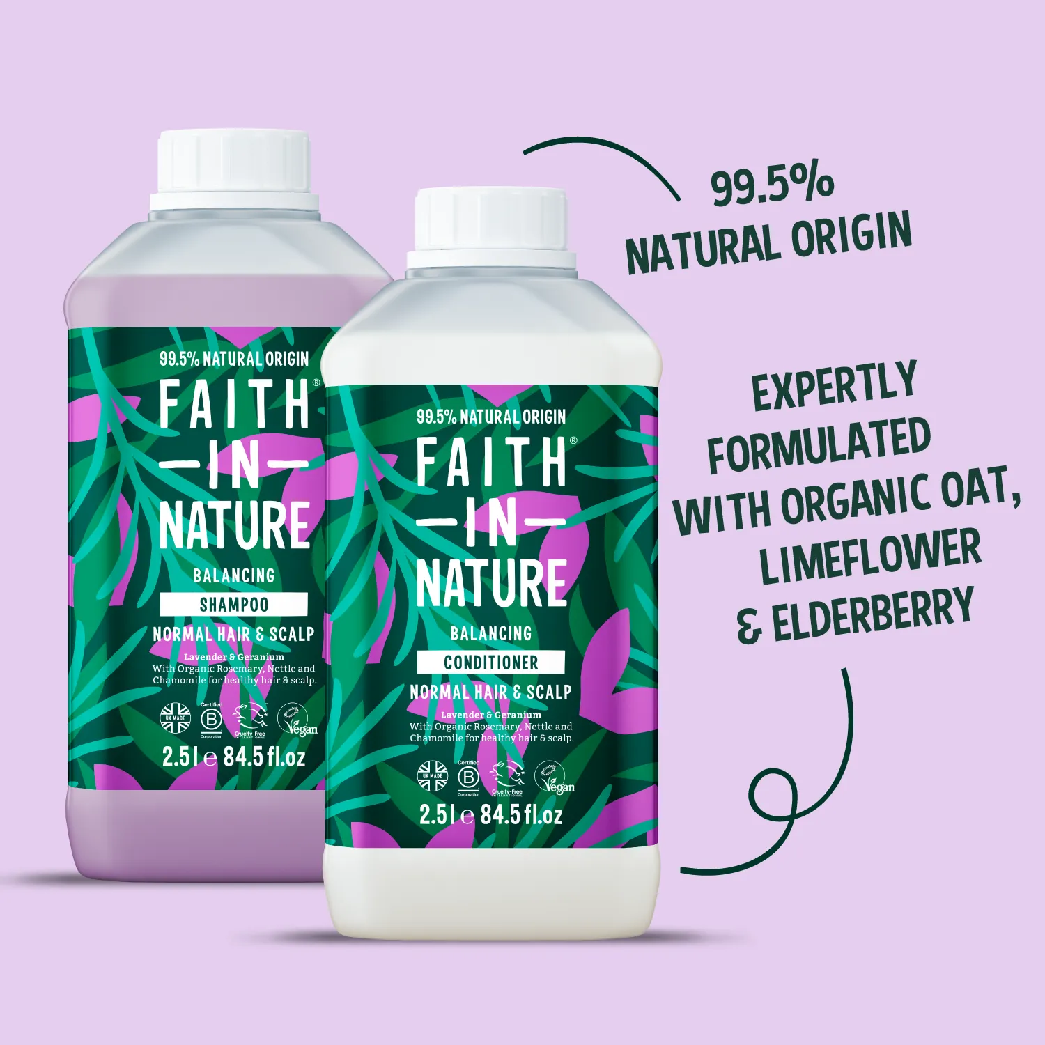 Faith in Nature Lavender & Geranium shampoo set 2x2,5L