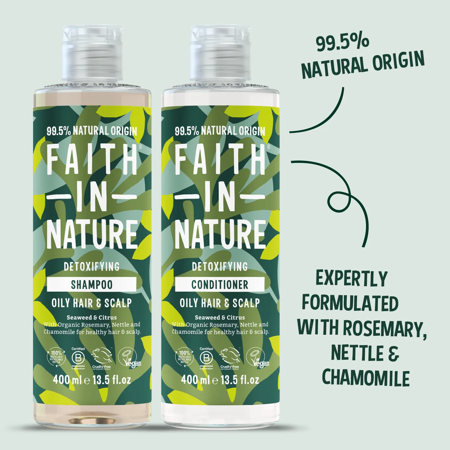 Faith in Nature Seaweed & Citrus shampooset 2x400ml vet haar