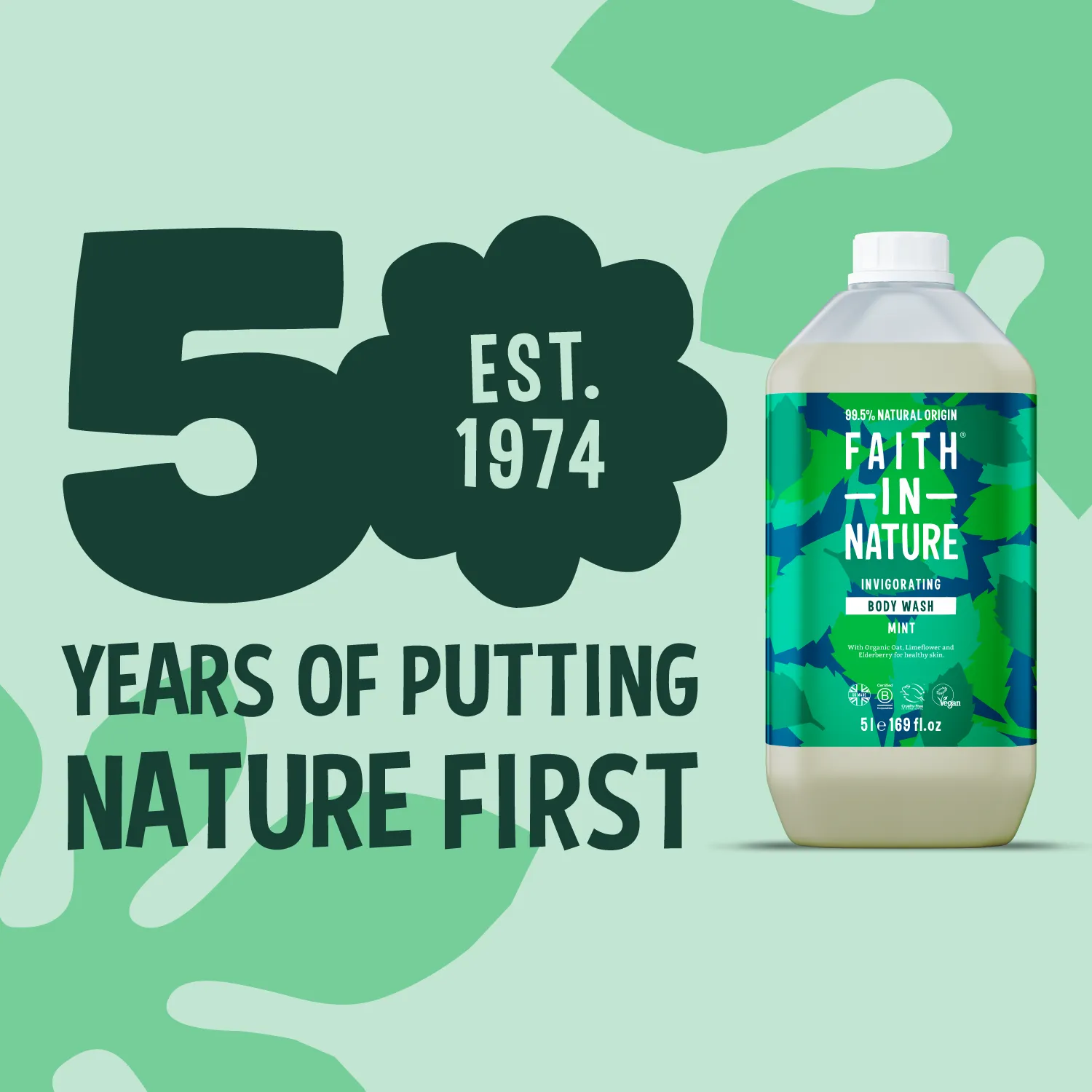 Faith in Nature Mint douchegel 5L navulling verfrissend