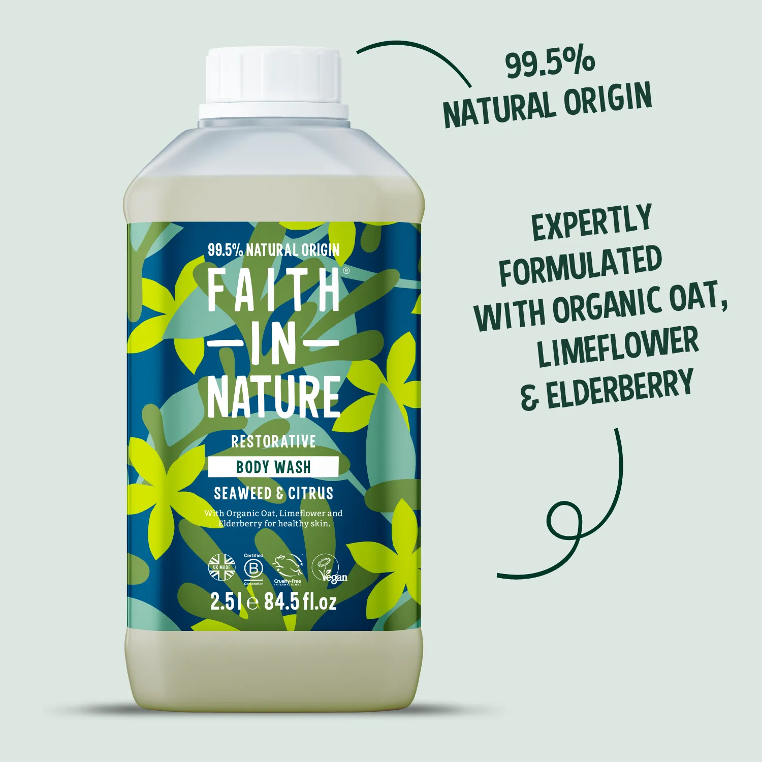 Faith in Nature Seaweed & Citrus douchegel 2,5L navulling