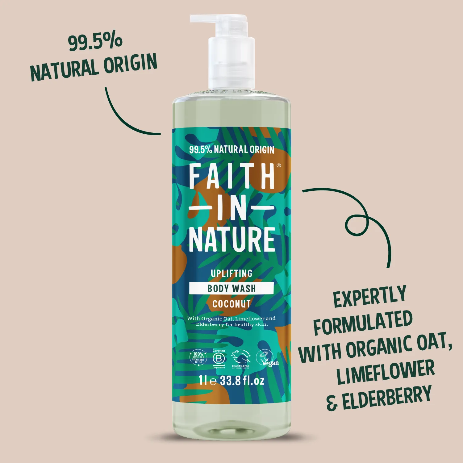 Faith in Nature Coconut douchegel 1L vegan kokos