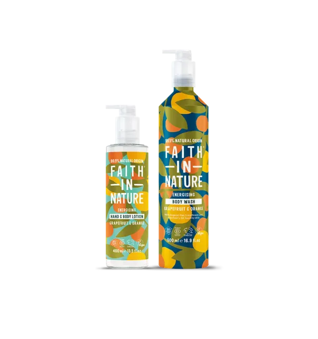 Faith in Nature Grapefruit & Orange doucheset aluminium 400 + 500 ml vegan