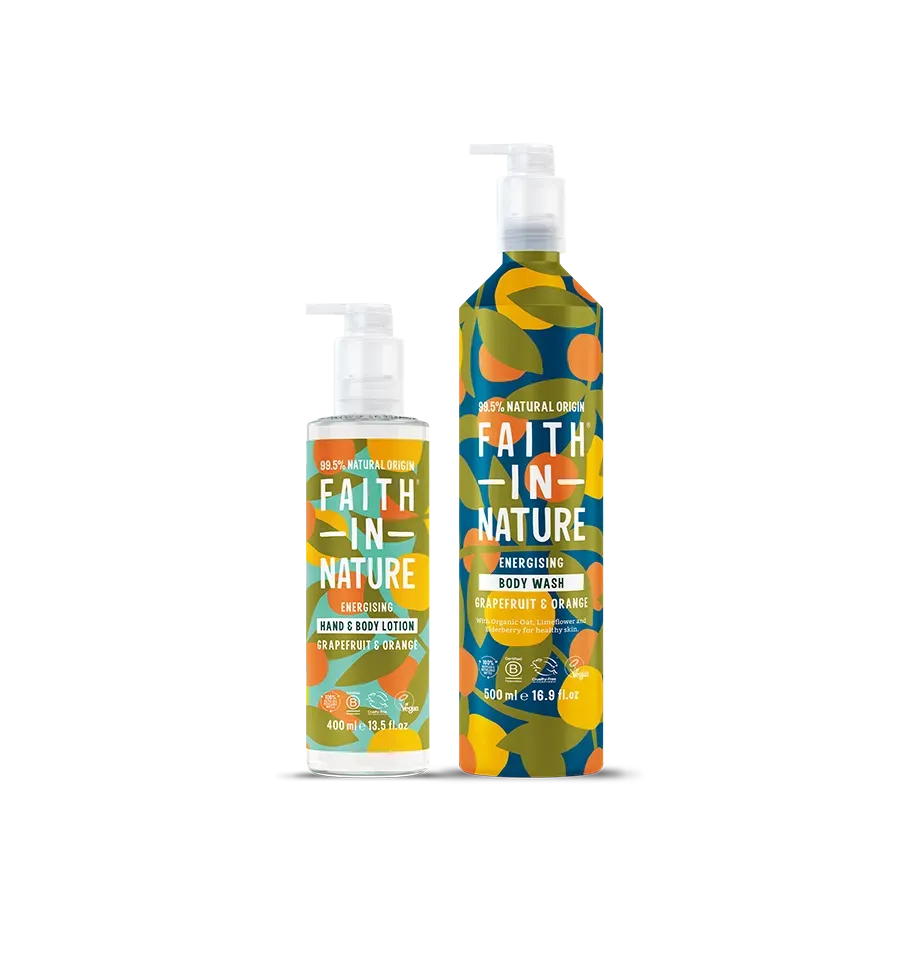 Faith in Nature Grapefruit & Orange doucheset aluminium 400 + 500 ml vegan