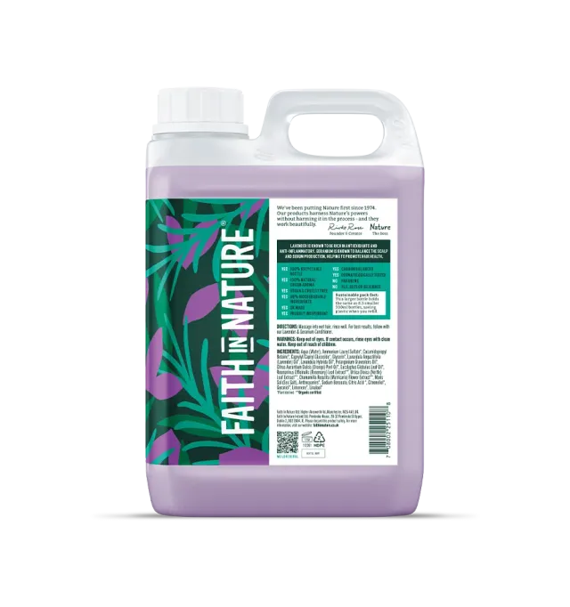 Faith in Nature Lavender & Geranium shampoo 2,5L normaal haar