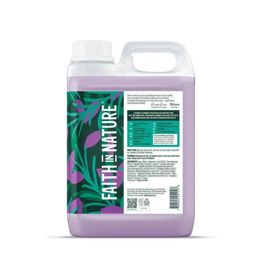 Faith in Nature Lavender & Geranium shampoo 2,5L normaal haar