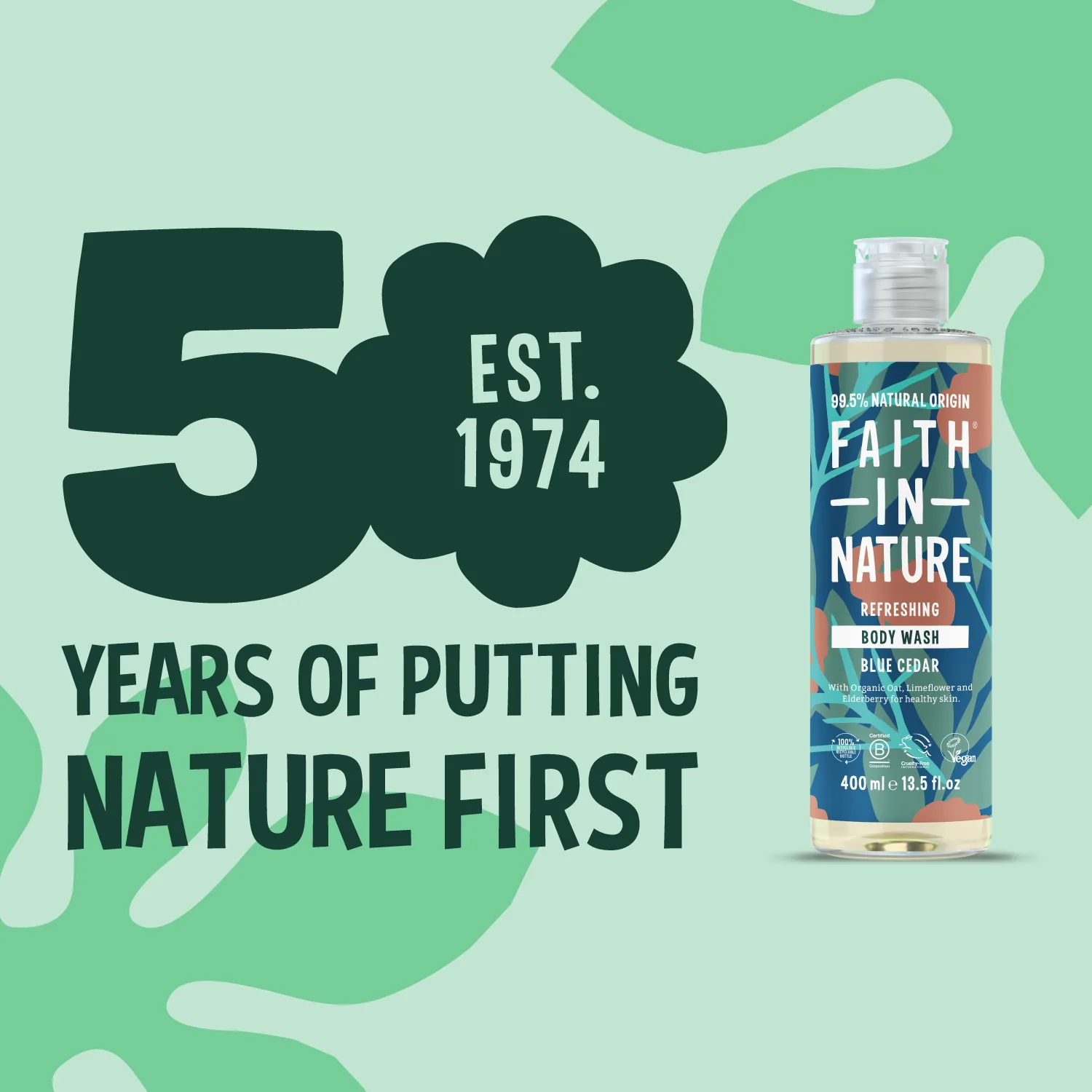 Faith in Nature Blue Cedar douchegel 400ml voor mannen