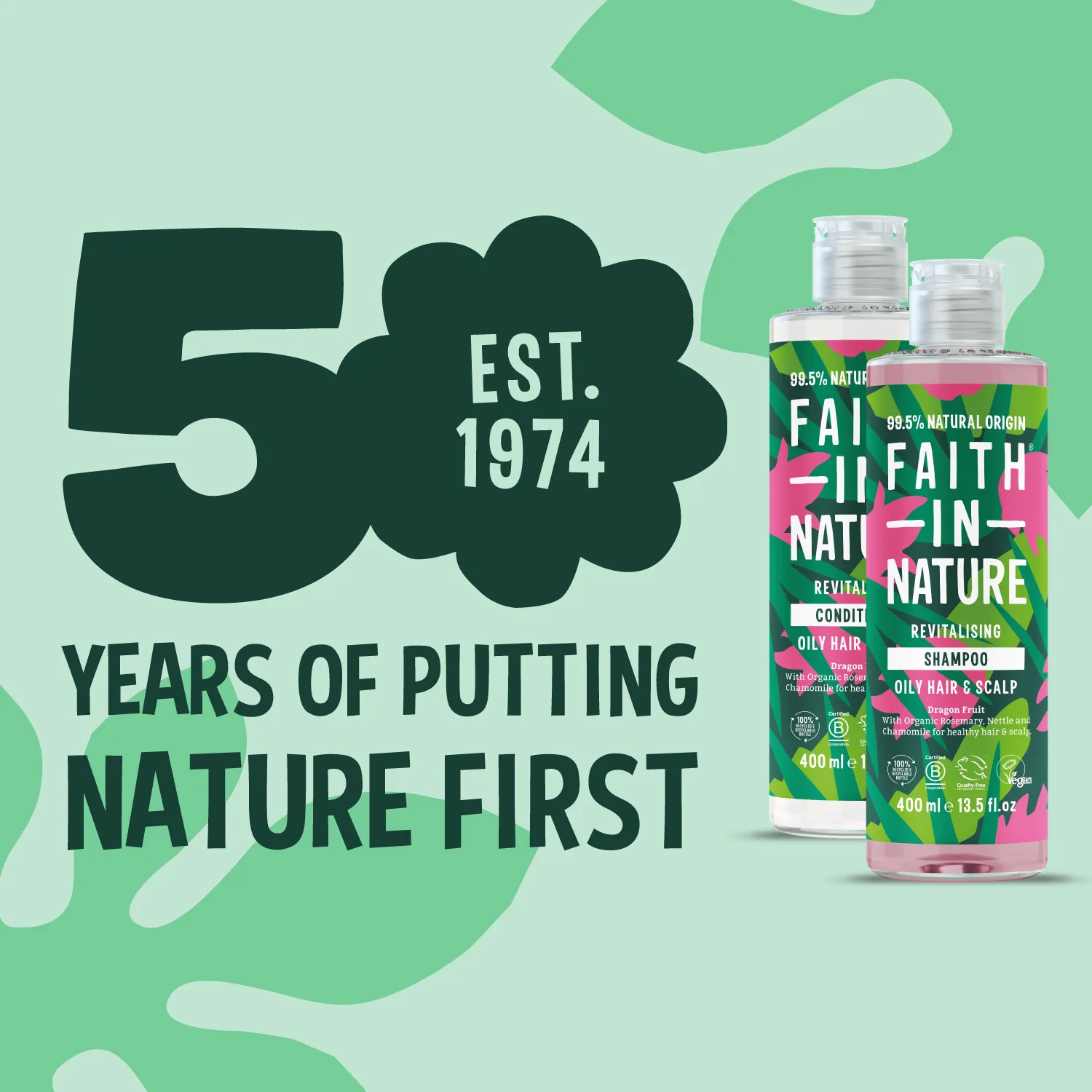 Faith in Nature Dragon Fruit shampooset 2x400ml vet haar