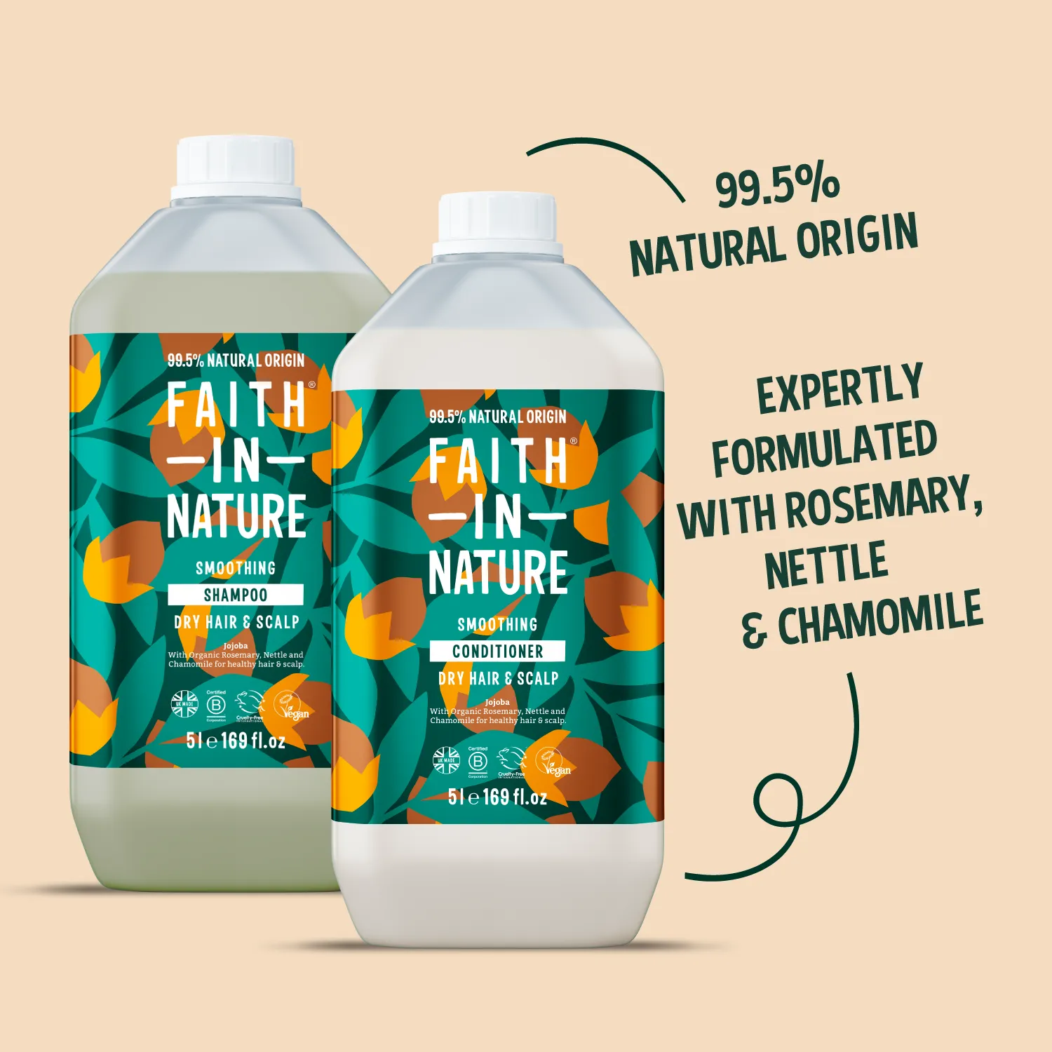 Faith in Nature Jojoba shampoo set navulling droog haar 5L