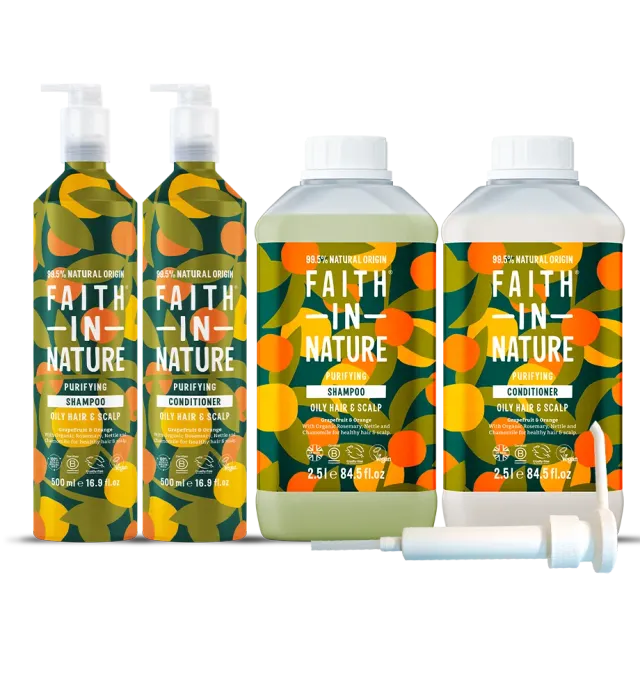 Faith in Nature Grapefruit & Orange shampoo set aluminium 2x500ml+2x2,5L