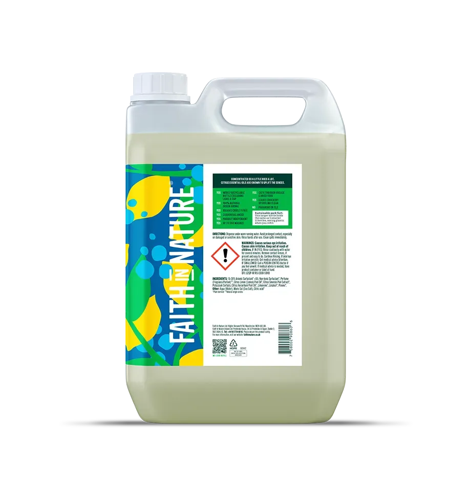 Faith in Nature Lemon afwasmiddel 5L citroen navulling