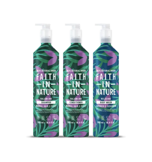 Faith in Nature Lavender & Geranium haar- en bodyset 3x500ml