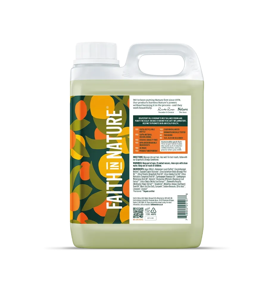 Faith in Nature Grapefruit & Orange shampoo 2,5L vet haar navulling