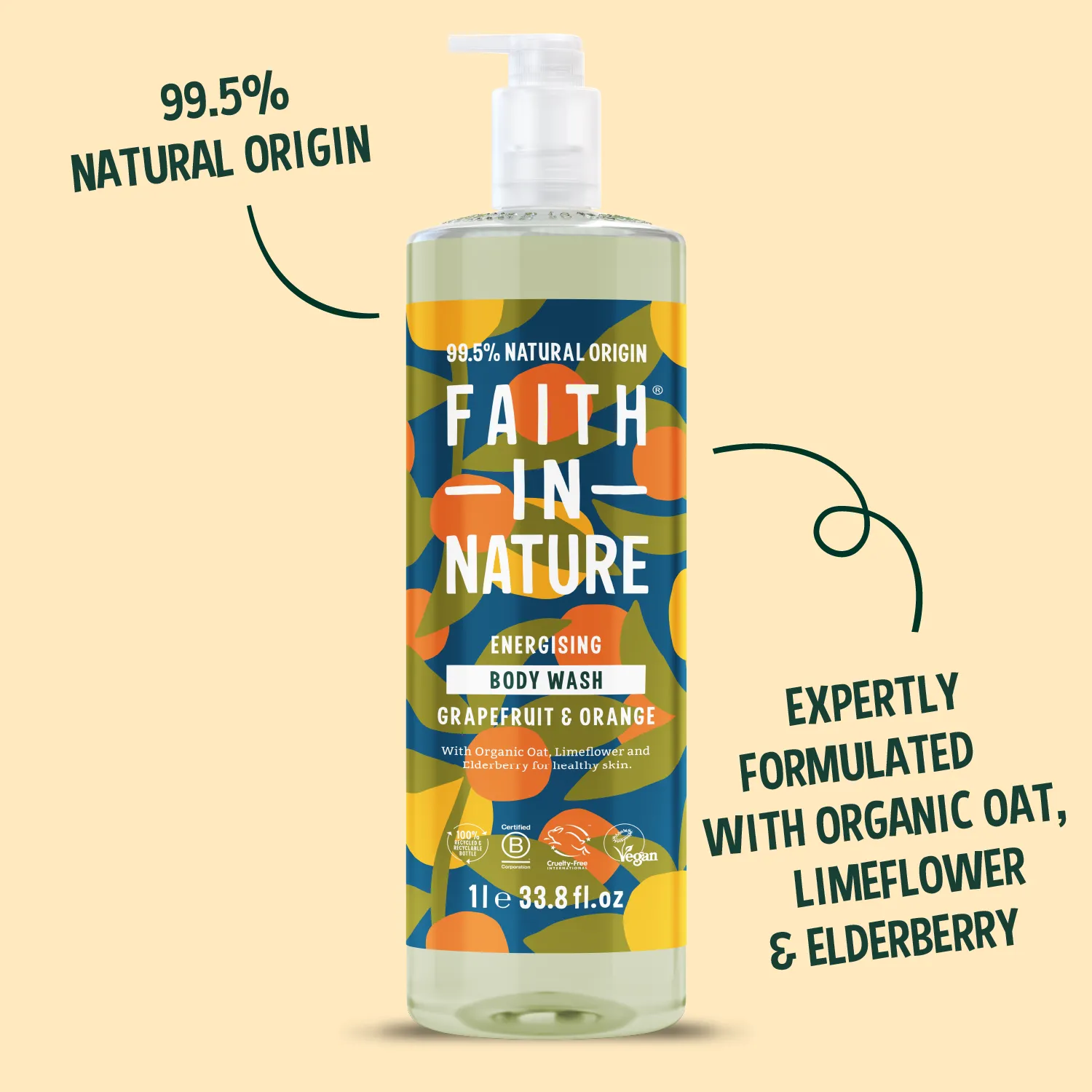 Faith in Nature Grapefruit & Orange douchegel 1L fris