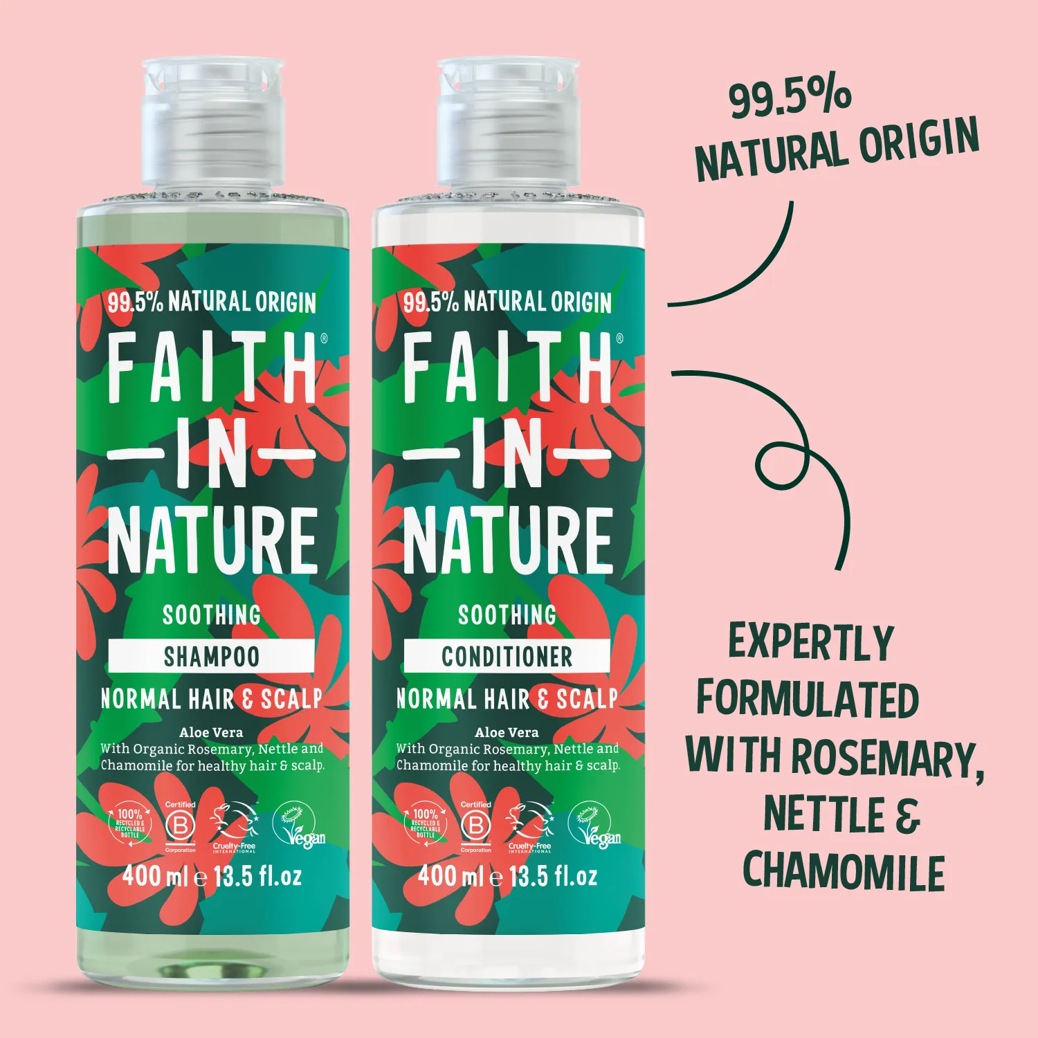 Faith in Nature Aloe Vera shampoo conditioner set 2x400ml milde reiniging