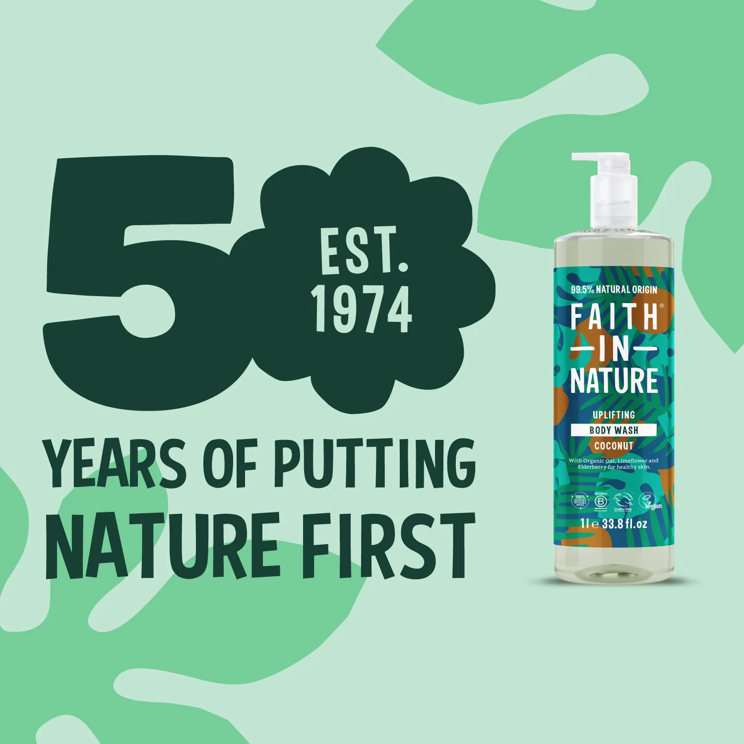 Faith in Nature Coconut douchegel 1L vegan kokos