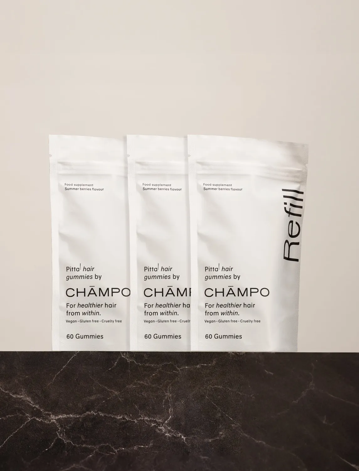 Chāmpo Hair Gummies haargummies refill trio bessen