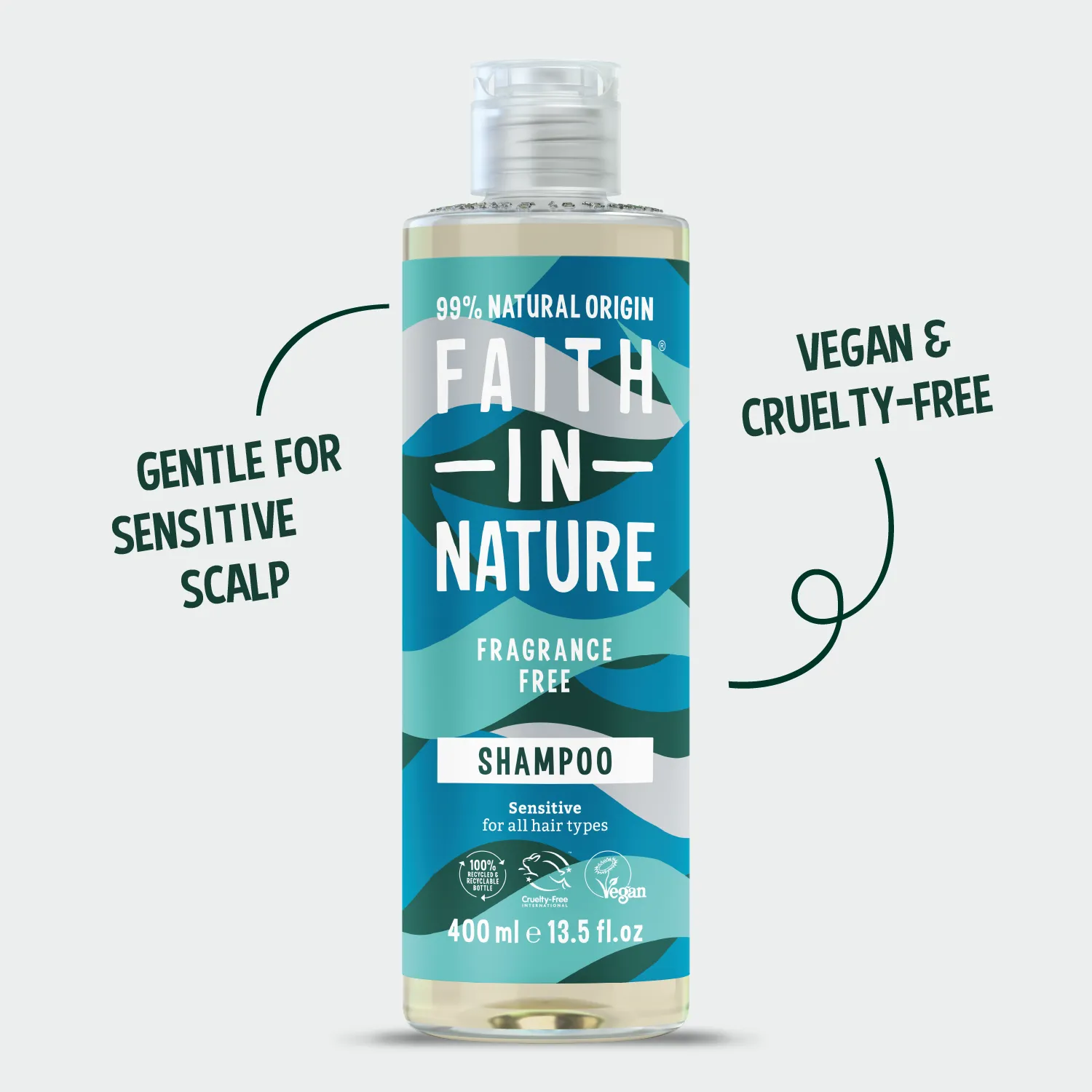 Faith in Nature Fragrance Free shampoo 400ml gevoelige huid
