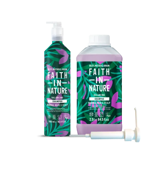 Faith in Nature Lavender & Geranium shampoo navulset 2,5L normaal haar