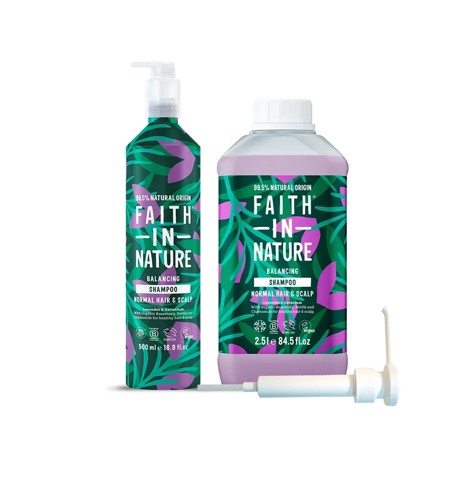 Faith in Nature Lavender & Geranium shampoo navulset 2,5L normaal haar