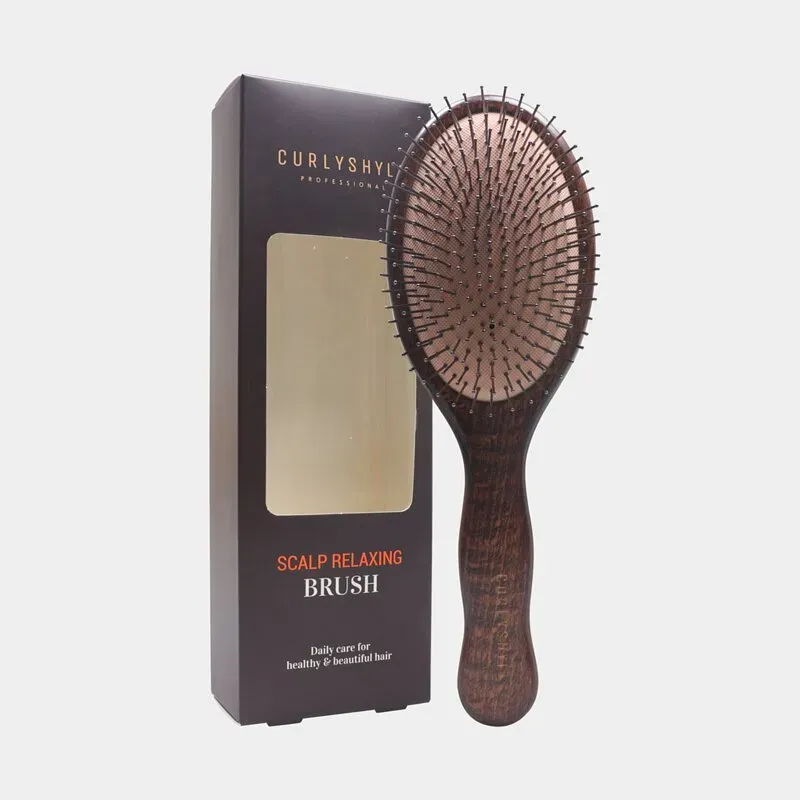 Curly Shyll Scalp Relaxing Brush hoofdhuidborstel hout