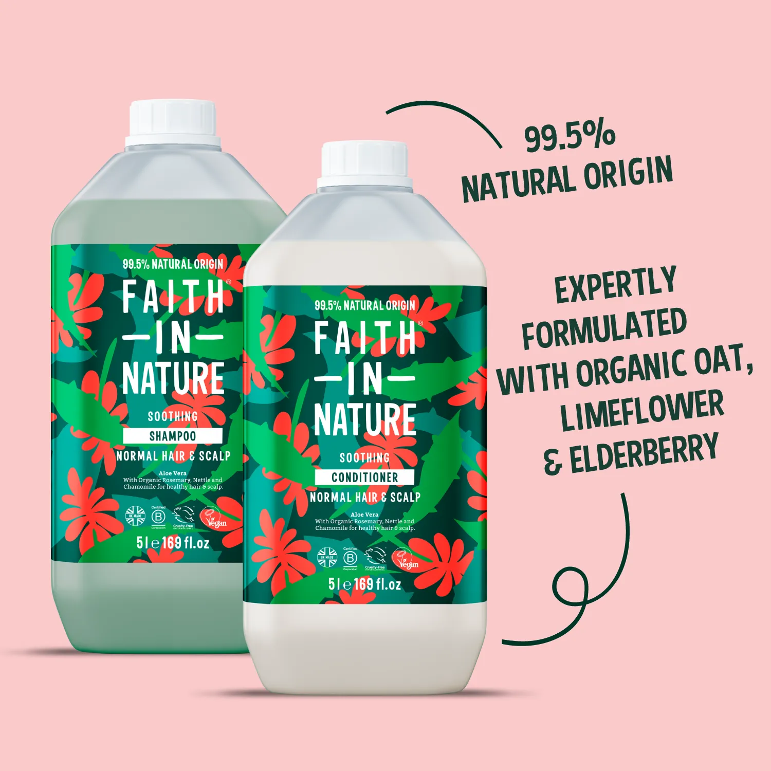 Faith in Nature Aloe Vera shampoo conditioner set 2x5L normaal haar