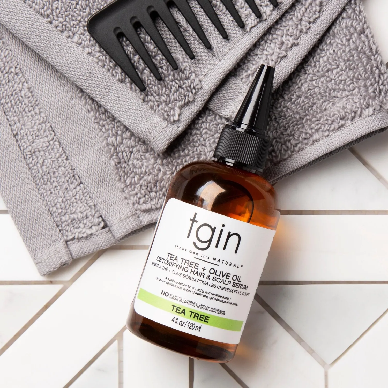TGIN Tea Tree Olive Oil Detoxifying haarserum 4 oz droge hoofdhuid