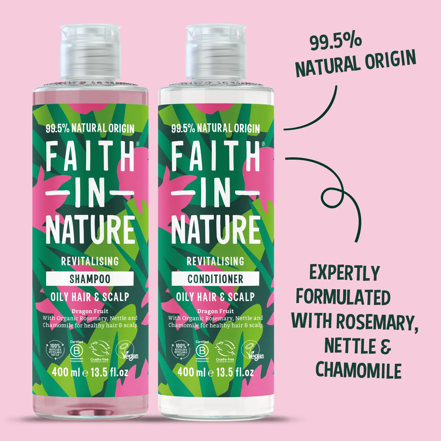 Faith in Nature Dragon Fruit shampooset 2x400ml vet haar